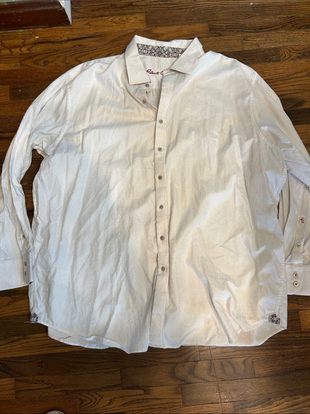 Robert Graham White Spread Collar Long Sleeve Dress Shirt